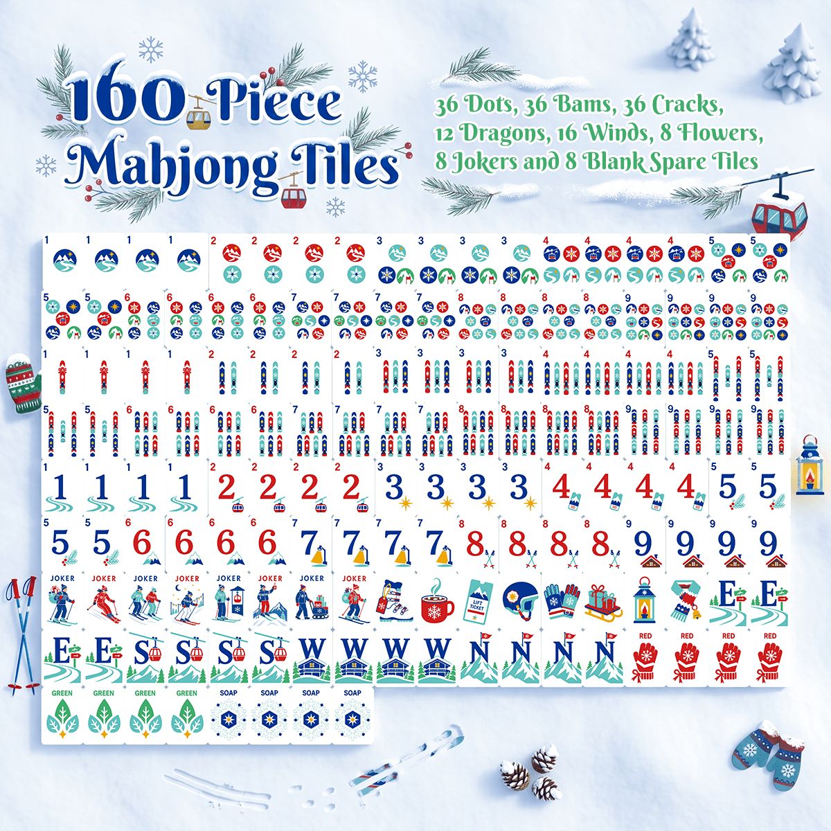Alpine Slopes Christmas Mahjong Set