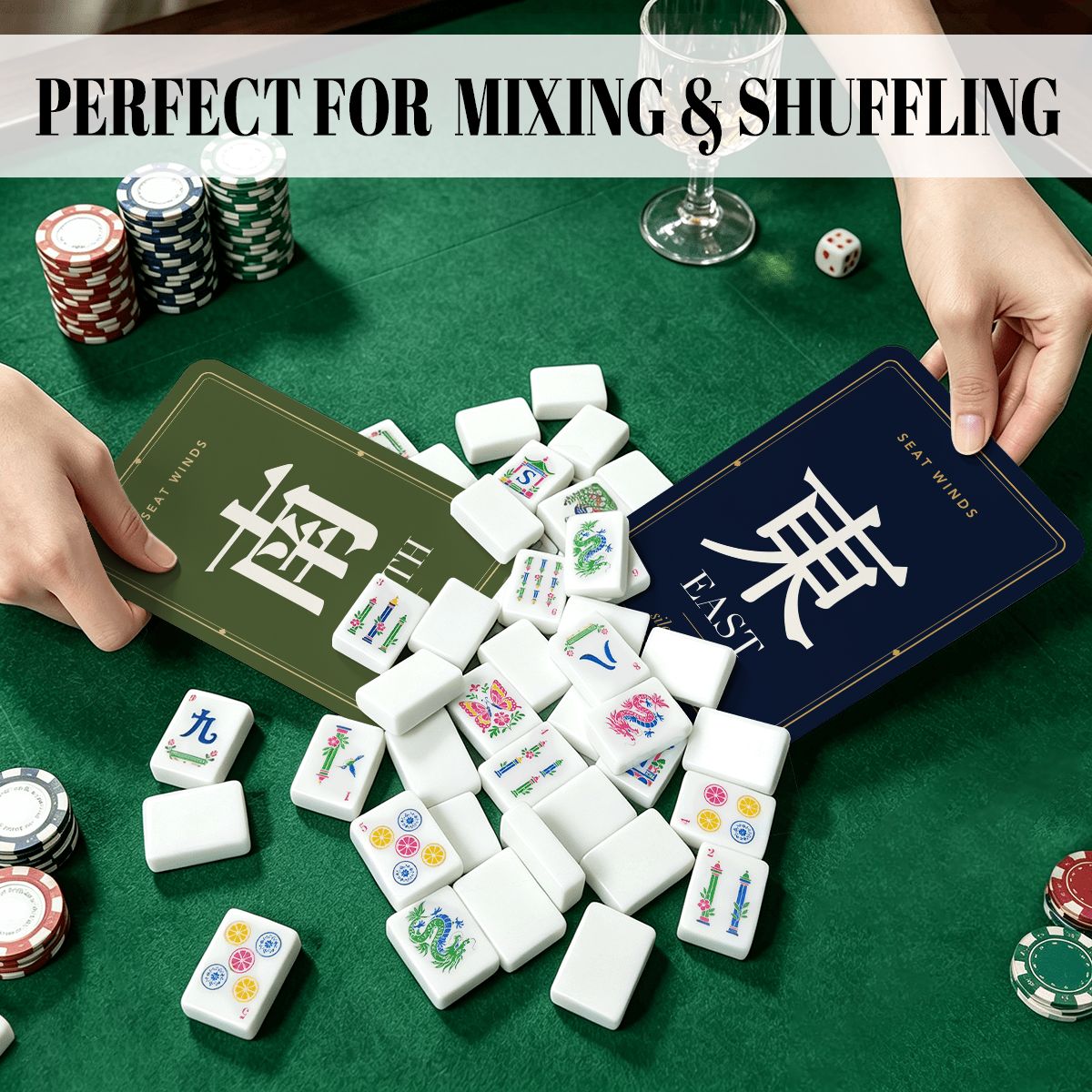 Shuffling mahjong tiles with the seat winds cards