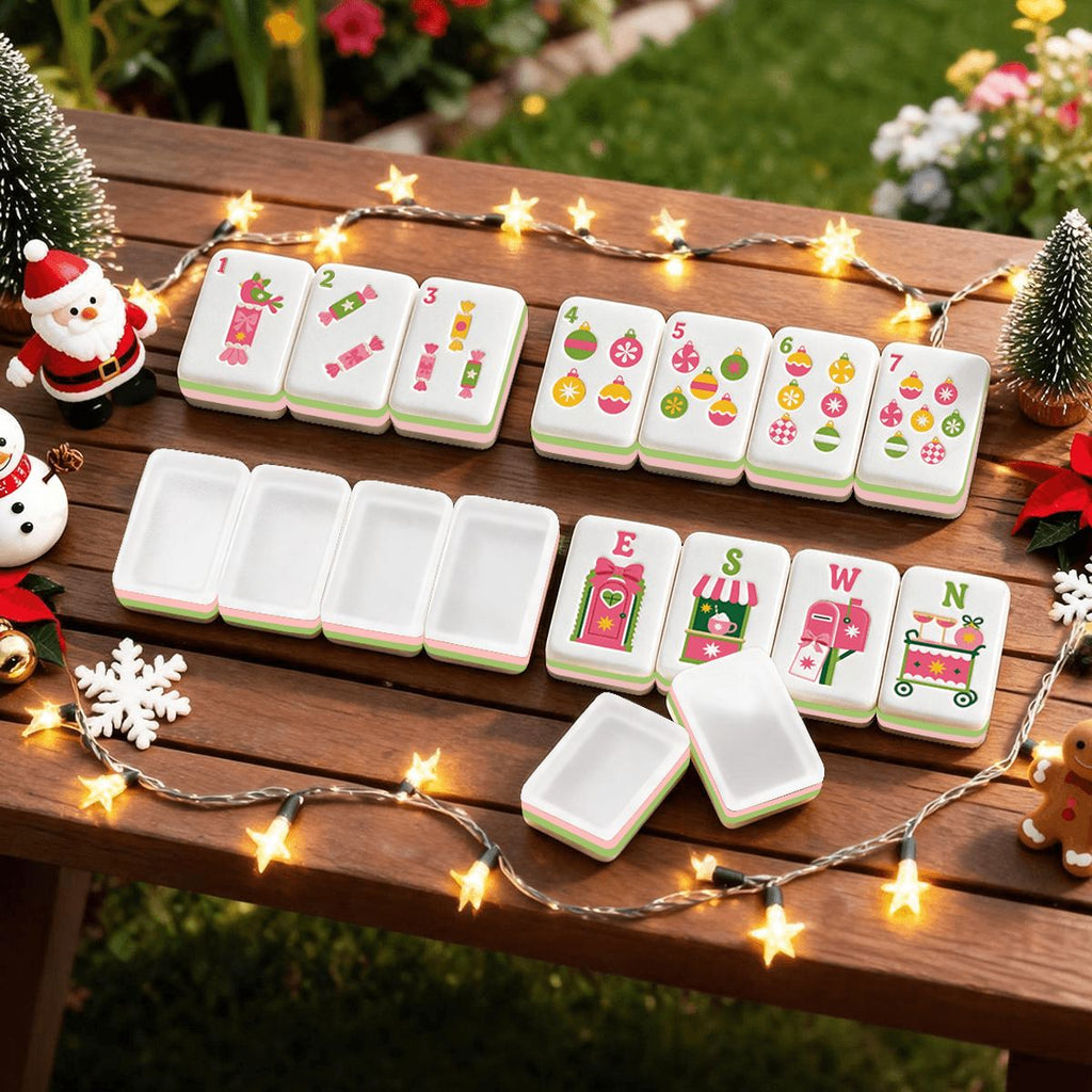 Pink Christmas Mahjong Set