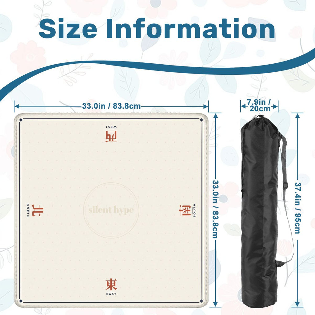 Mahjong mat size: 84 x 84 cm, with a drawstring bag