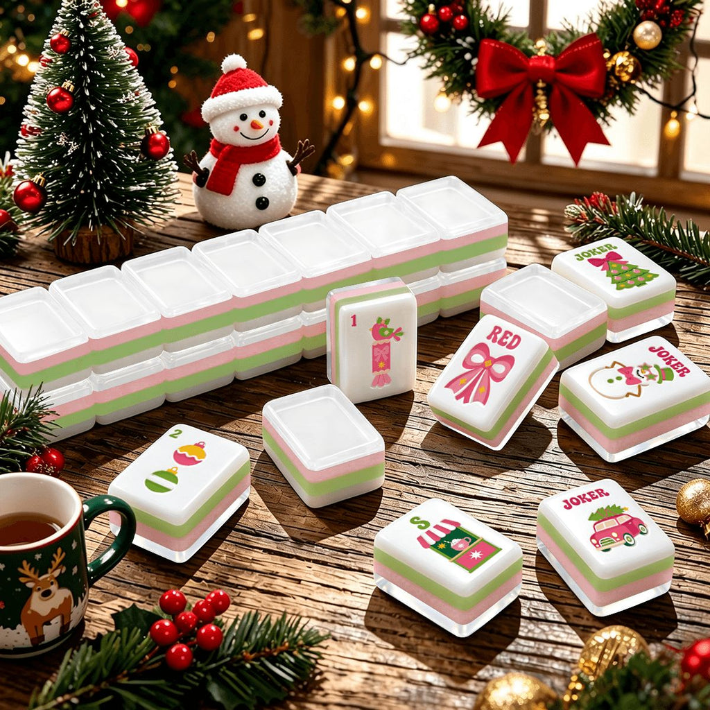 Pink Christmas Mahjong Set