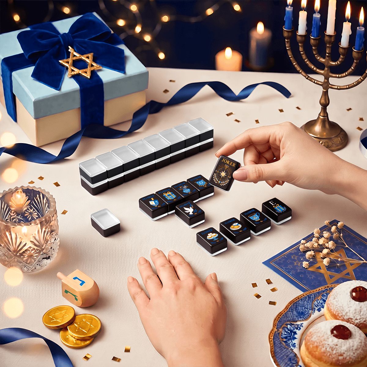 Starry Night Hanukkah Mahjong Set