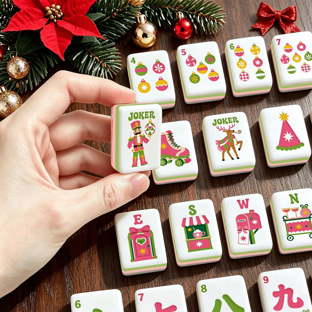 Pink Christmas Mahjong Set