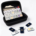 Mexican Train dominoes in navy with zip carry case