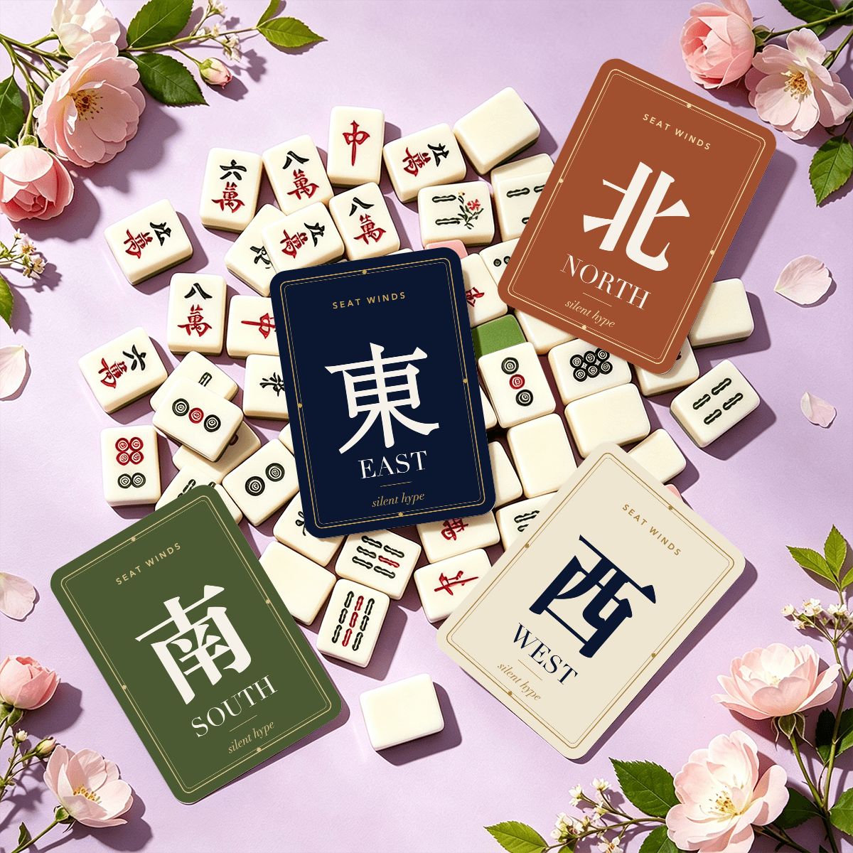 Seat winds shuffler cards with mahjong tiles