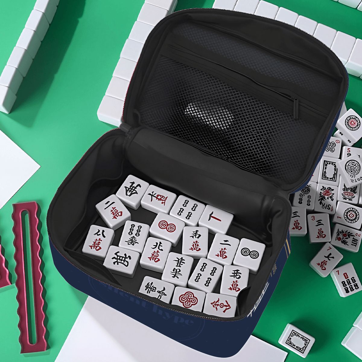 Navy Mahjong Tile Bag