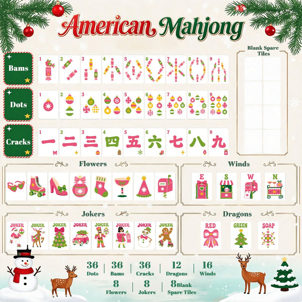 Pink Christmas Mahjong Set
