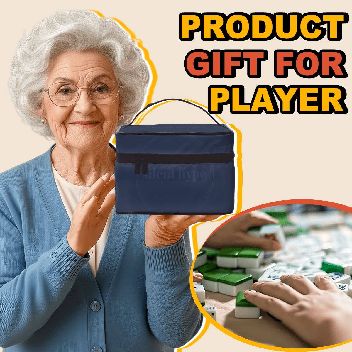 Navy Mahjong Tile Bag