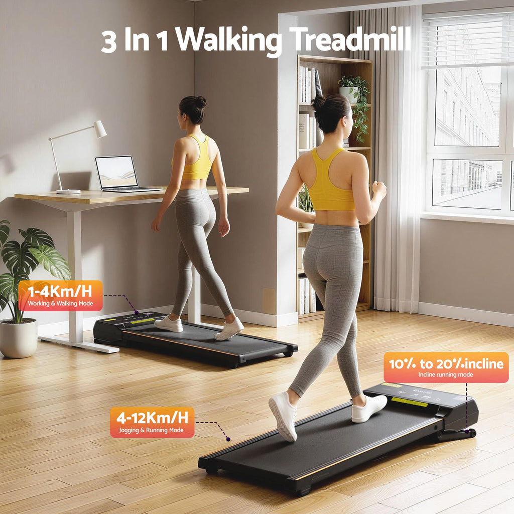 Everfit Walking Pad Treadmill, 20% Auto Incline, 40cm Belt