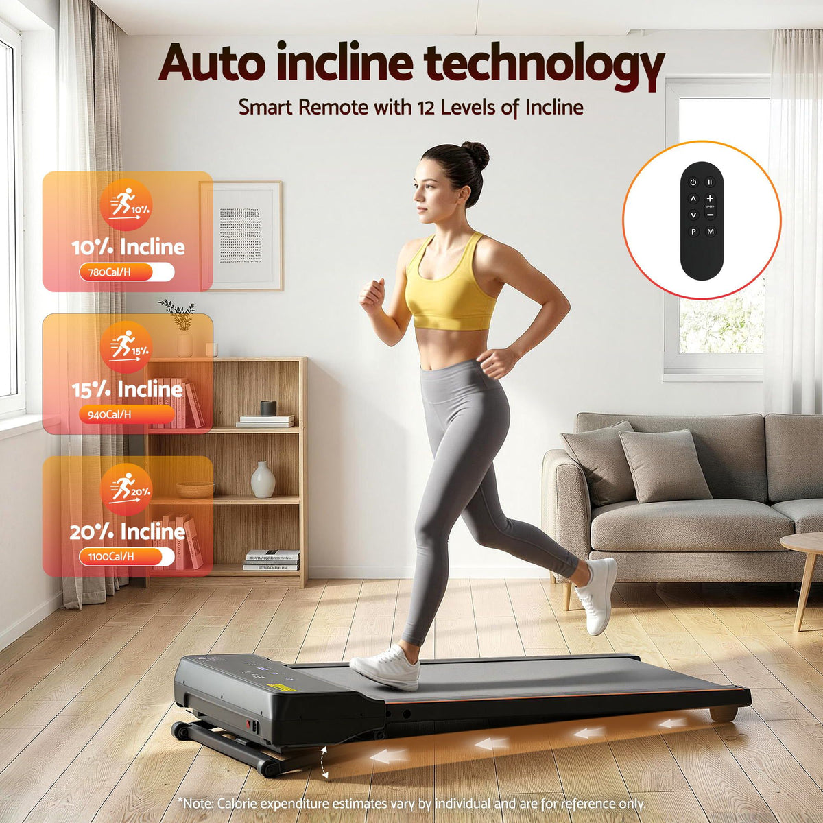 Everfit Walking Pad Treadmill, 20% Auto Incline, 40cm Belt