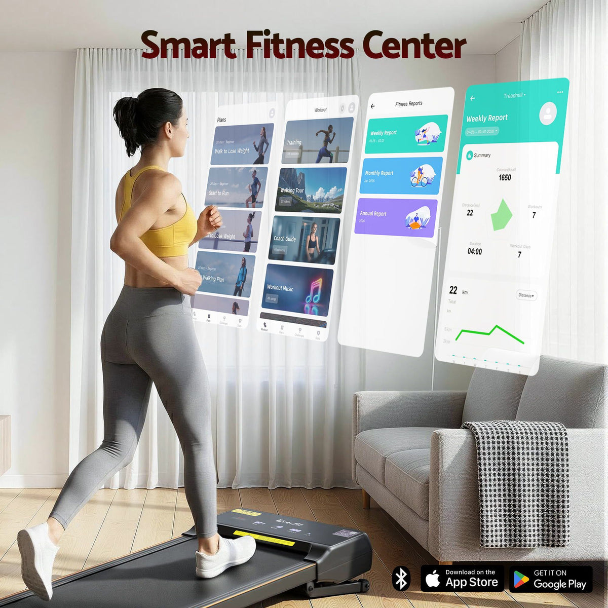 Everfit Walking Pad Treadmill, 20% Auto Incline, 40cm Belt
