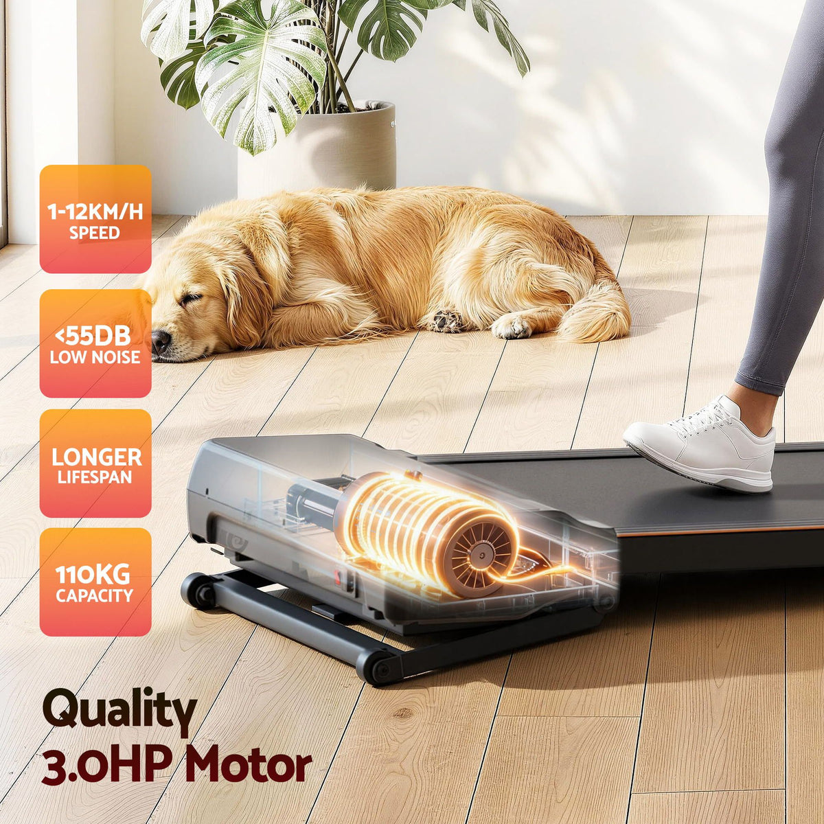 Everfit Walking Pad Treadmill, 20% Auto Incline, 40cm Belt