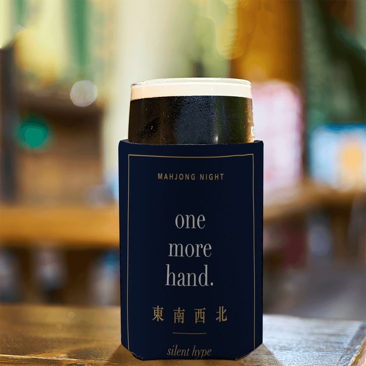 Stubby holder on a bar table