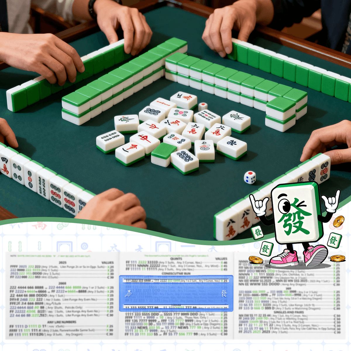 Mahjong card holder in use at the table