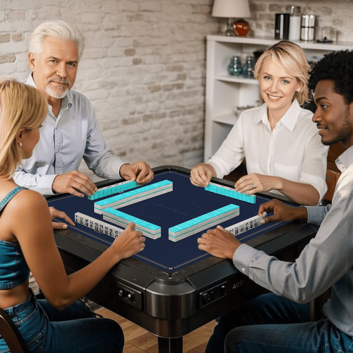 Seat Winds Mahjong Mat, Navy, Premium (84 cm)