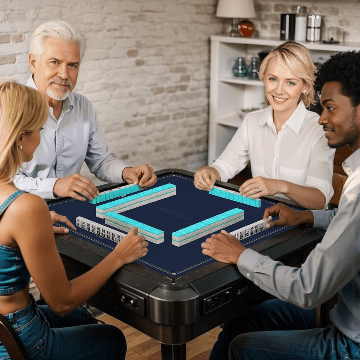 Seat Winds Mahjong Mat, Navy, Classic (84 cm)