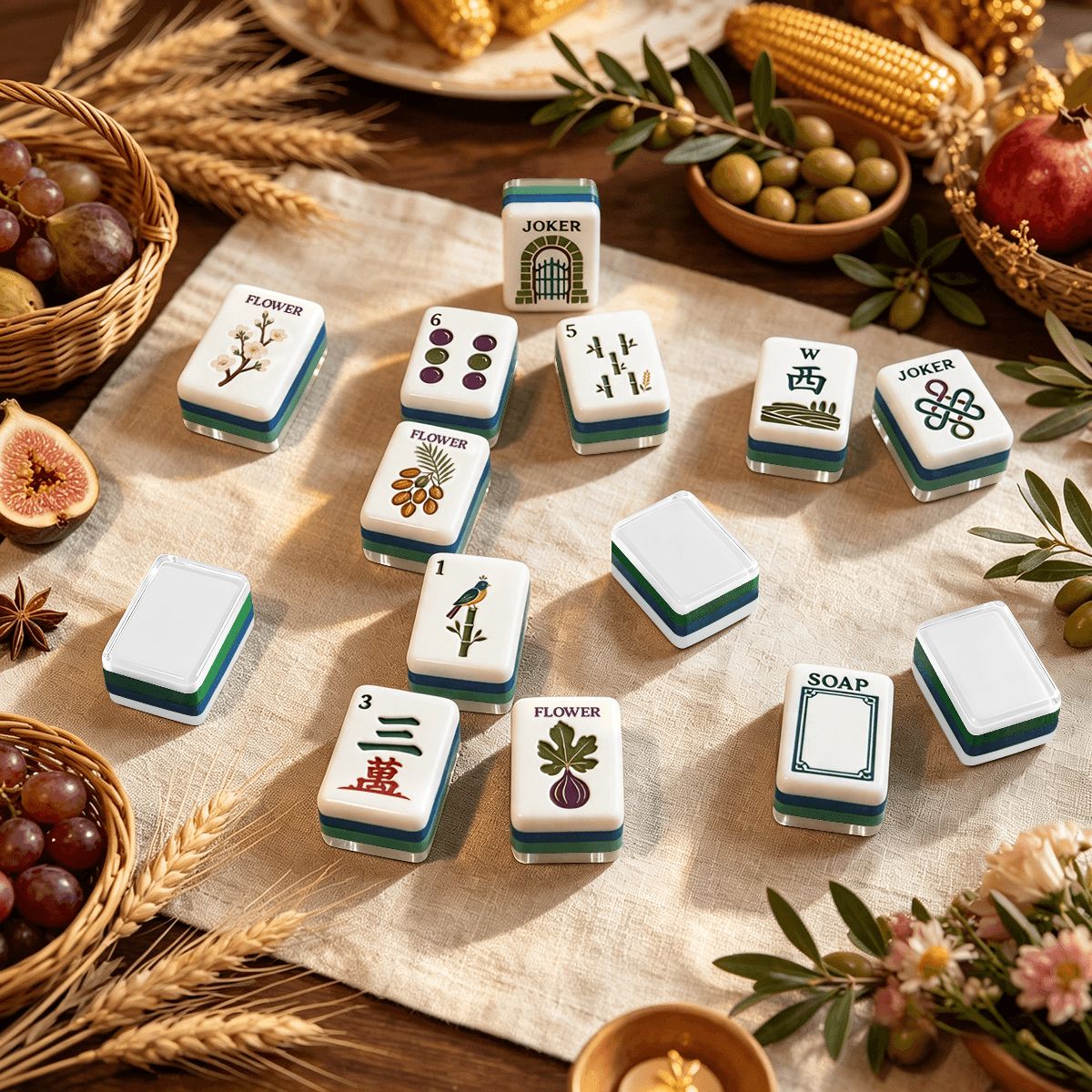 Earthy Botanical Mahjong Set