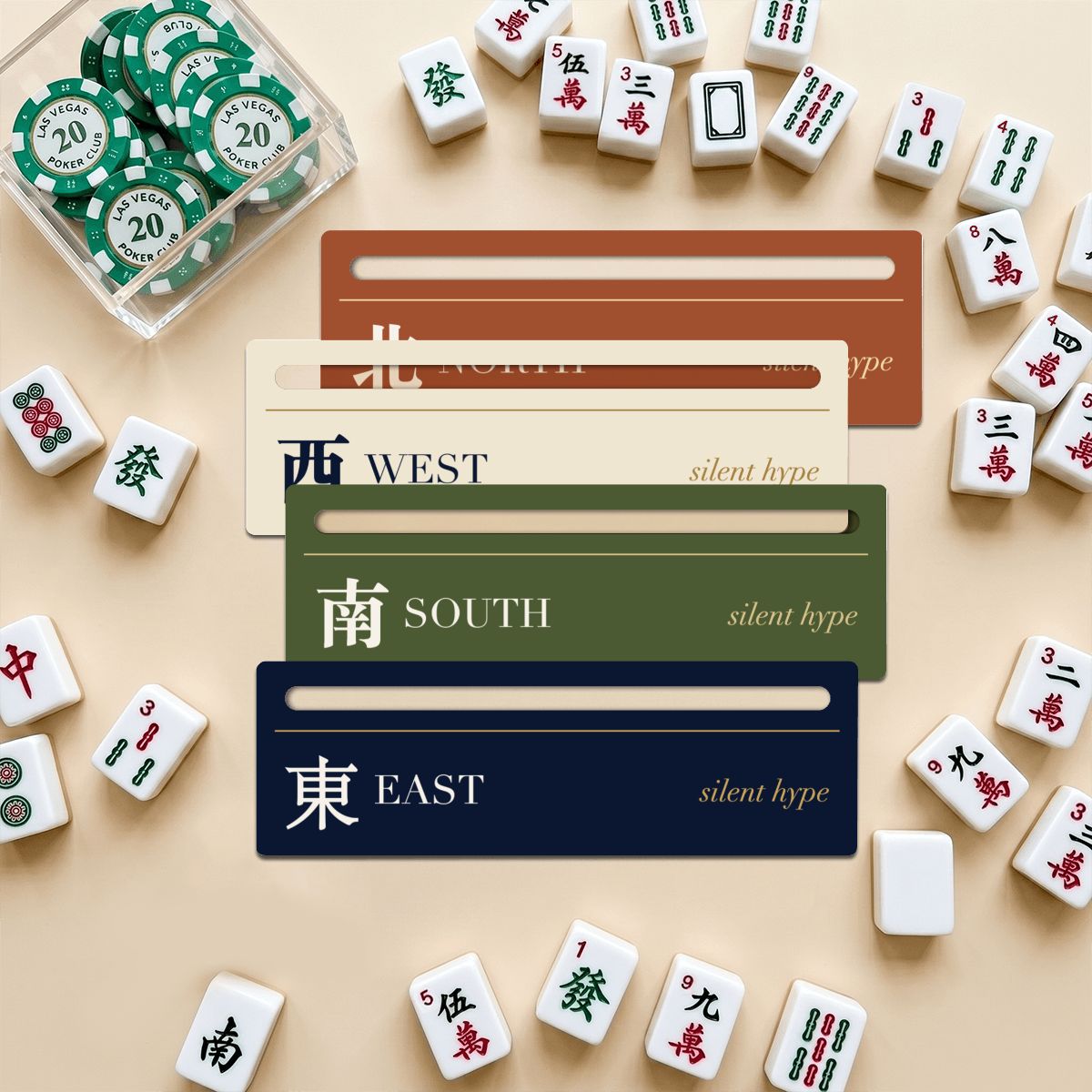 Seat winds line readers with mahjong tiles