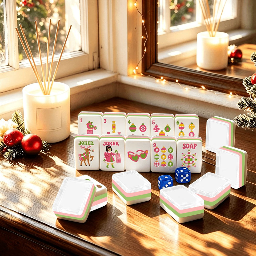 Pink Christmas Mahjong Set