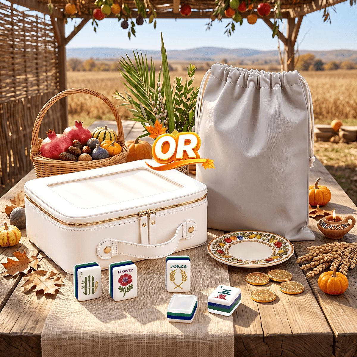Earthy Botanical Mahjong Set