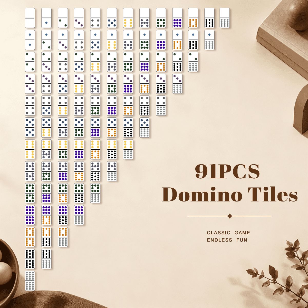 All 91 tiles in the Double 12 set