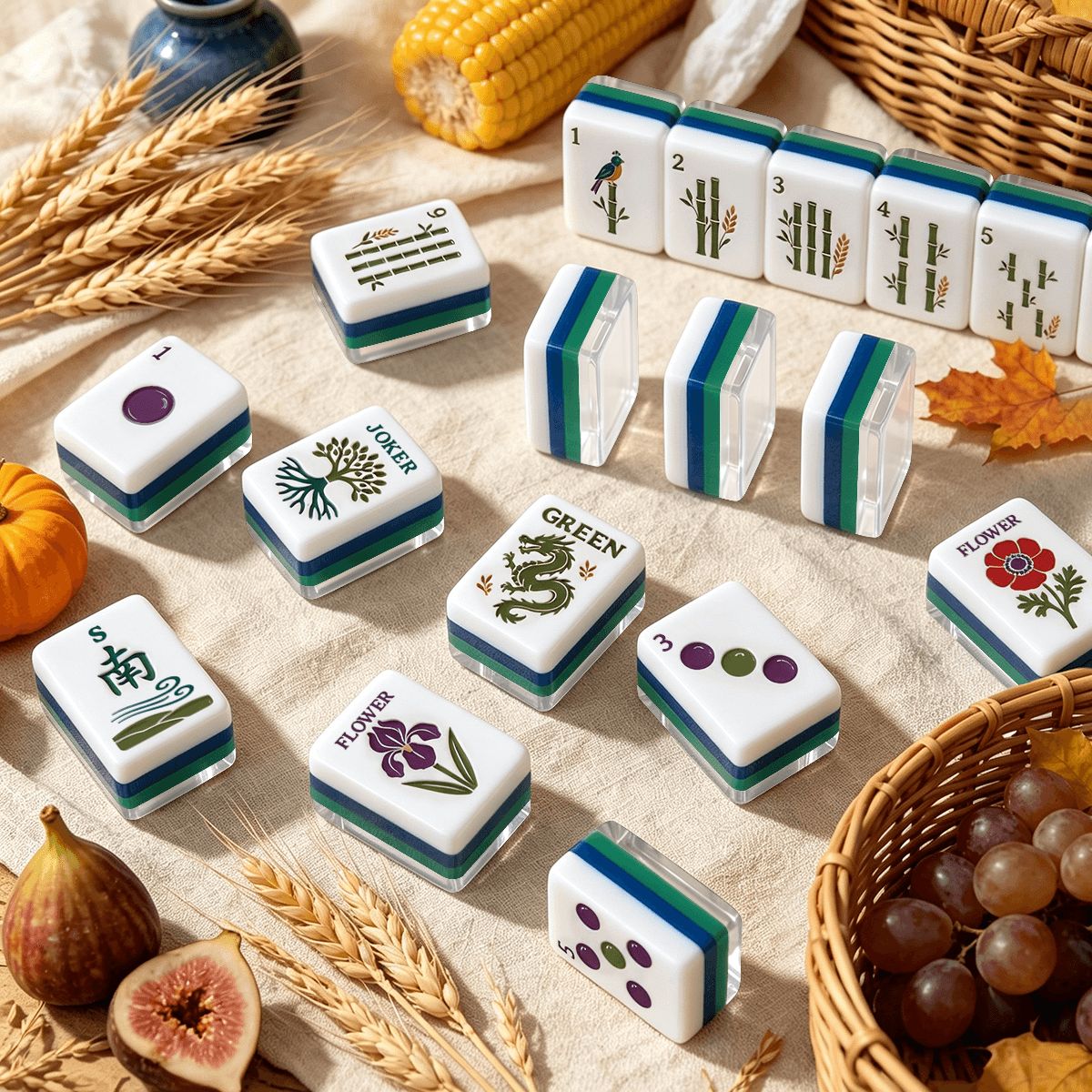 Earthy Botanical Mahjong Set