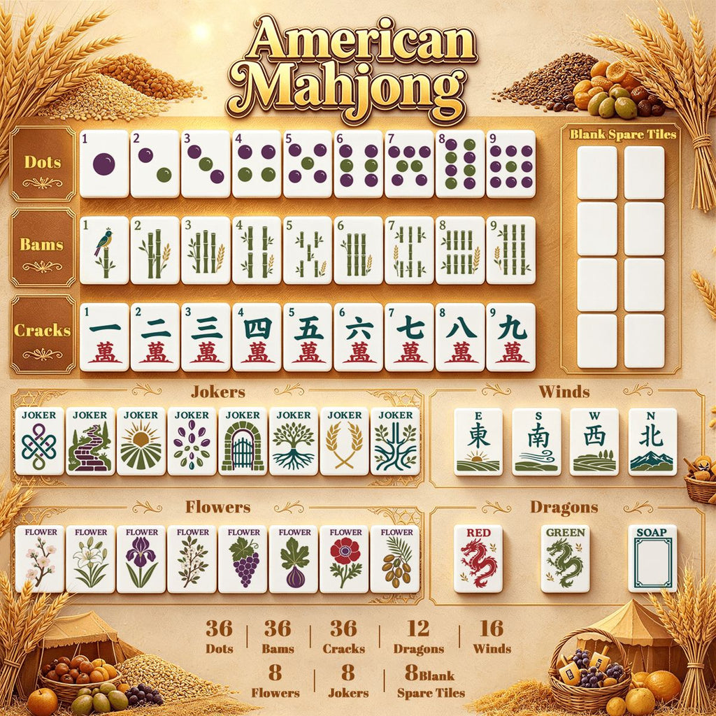 Earthy Botanical Mahjong Set