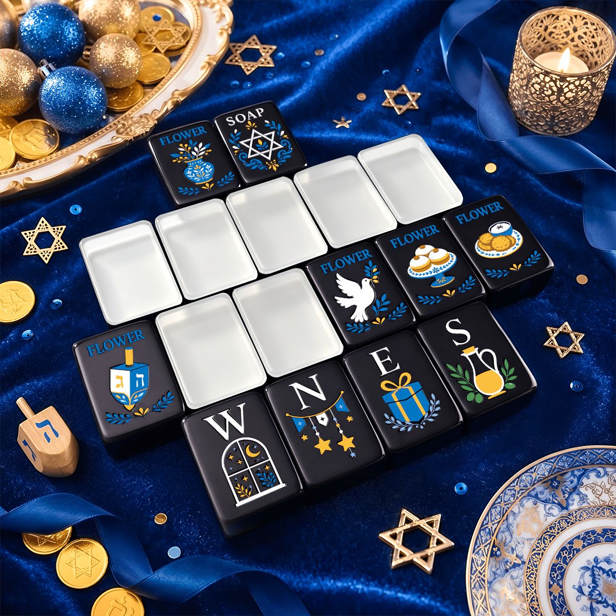 Starry Night Hanukkah Mahjong Set