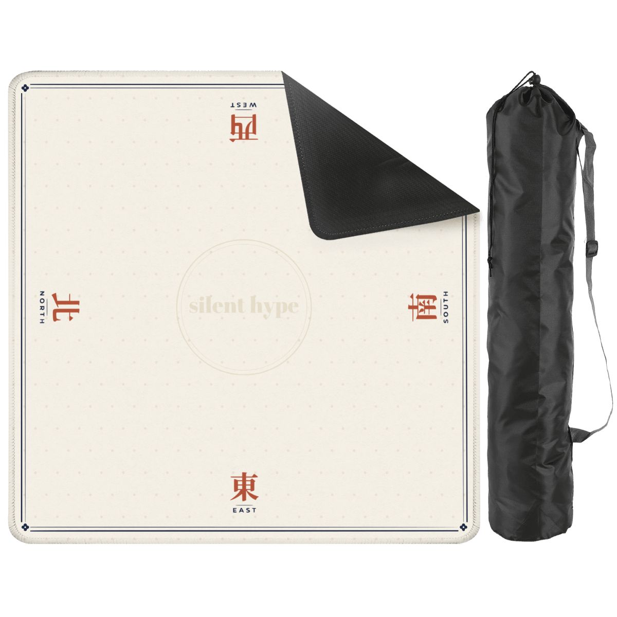 Cream seat winds mahjong mat with its black storage bag