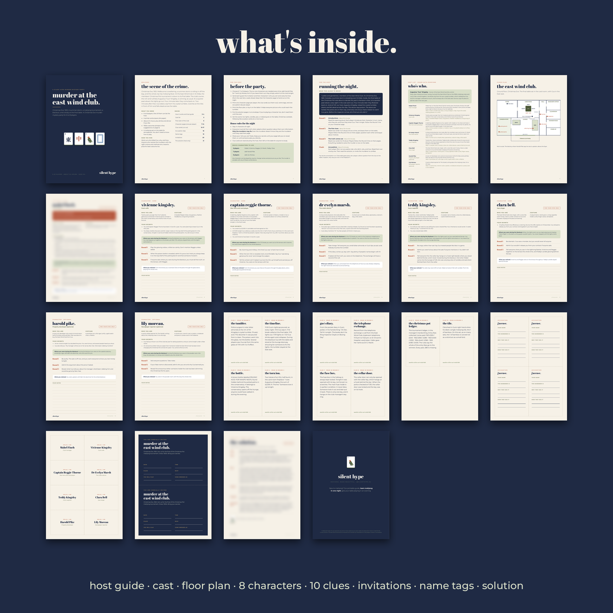 Pages inside Murder at the East Wind Club, with spoilers blurred